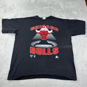 Starter Vtg Chicago Bulls Black T Shirt Men’s Size XL